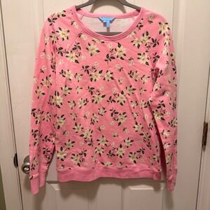 Draper James Magnolia Sweatshirt Light Pink Floral Crew Neck Pullover Medium
